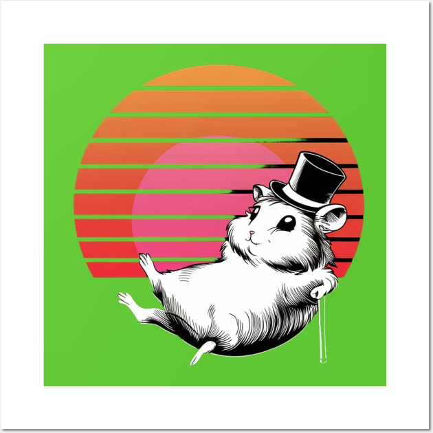 Cute retro hamster vintage sunset hat Wall Art by Spaceboyishere